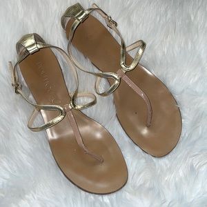 BOUTIQUE 9 tan & Gold sandals SZ 8 medium. Gently worn- smoke free home.